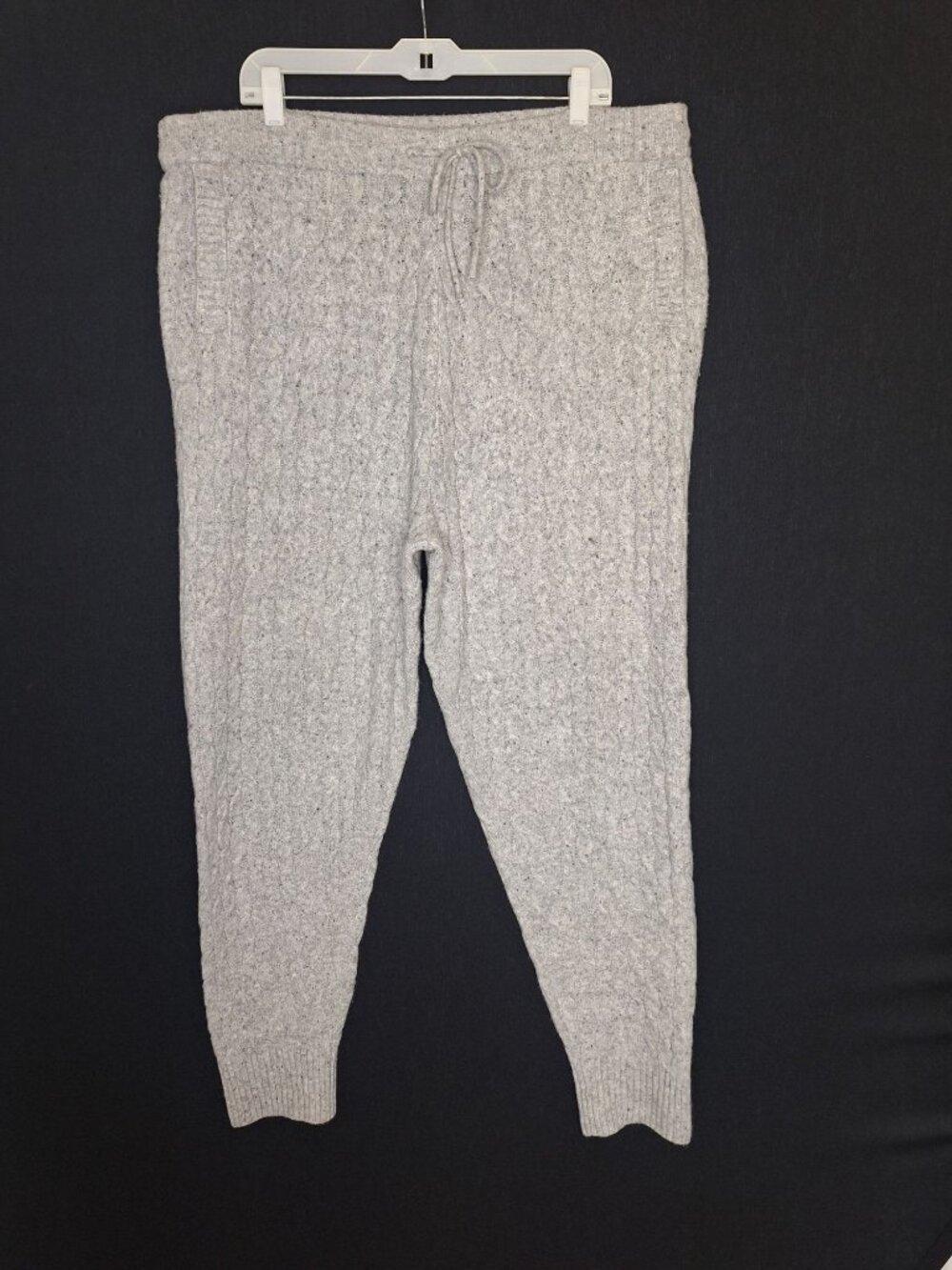 💙 Auden Luxury Collection XXL Gray Cable Knit Sweater Jogger Pants Drawstring P